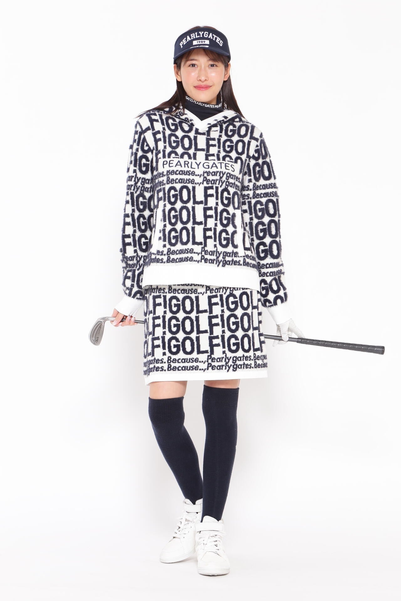 GOLF柄ジャガード ニットスカート ＜GOLFロゴ＞