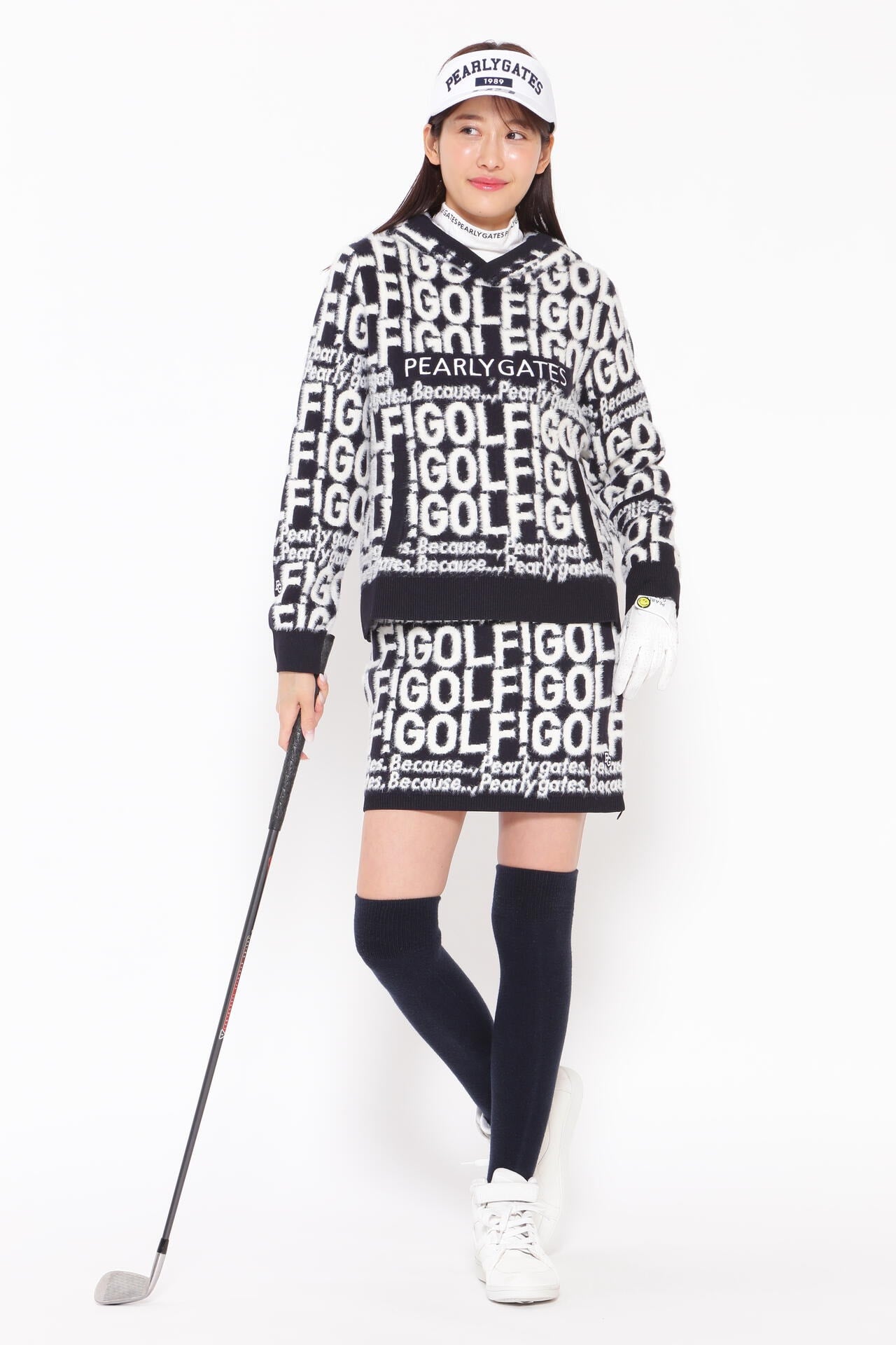 GOLF柄ジャガード ニットスカート ＜GOLFロゴ＞