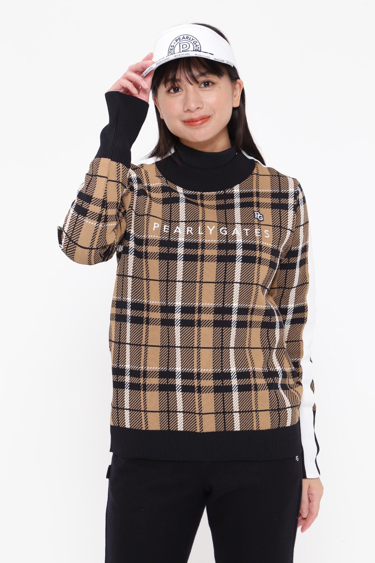 モックネックニットプルオーバー ＜CHECKシリーズ＞