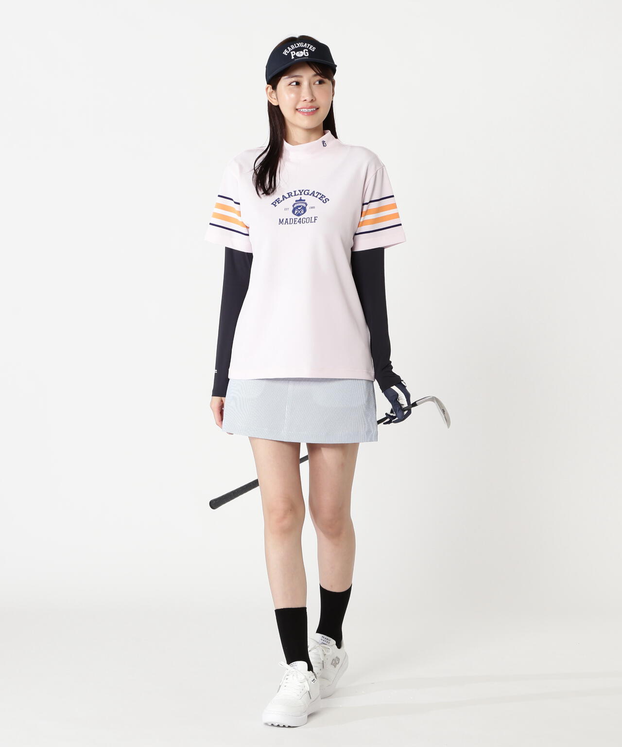 ストライプPeストレッチサッカースカート