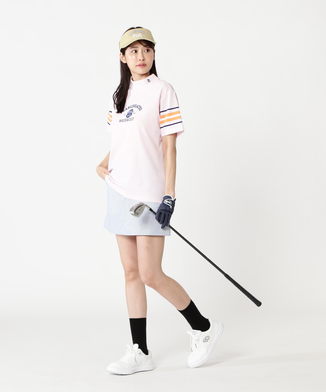 ストライプPeストレッチサッカースカート