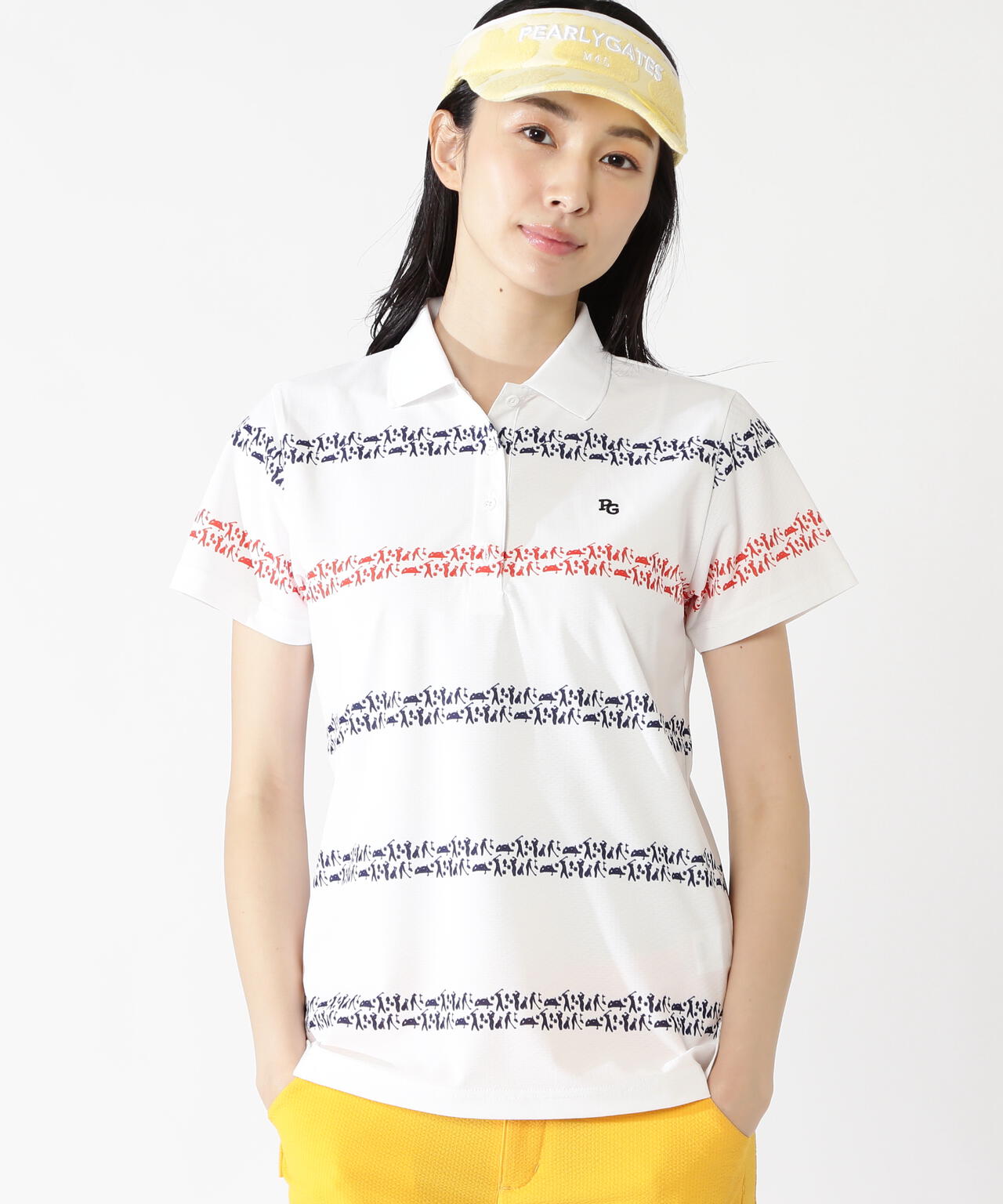 ゴルファーボーダー柄シャークツイル半袖ポロシャツ