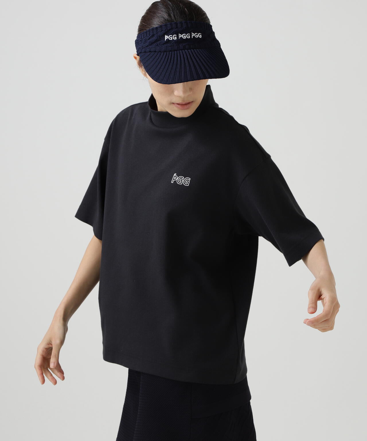 【PGG】【直営店舗&公式オンライン限定】パルパーエコＷメッシュ半袖モックネックカットソー (LADIES)