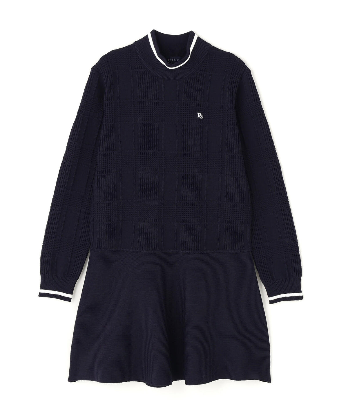 7Gタータンチェック柄ハイネックニットワンピース (WOMENS)