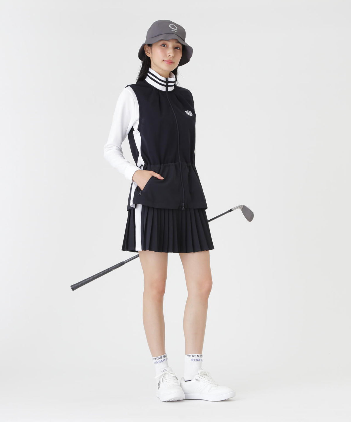 TEXBRID丸編みメッシュフルジップスタンドベスト (WOMENS)
