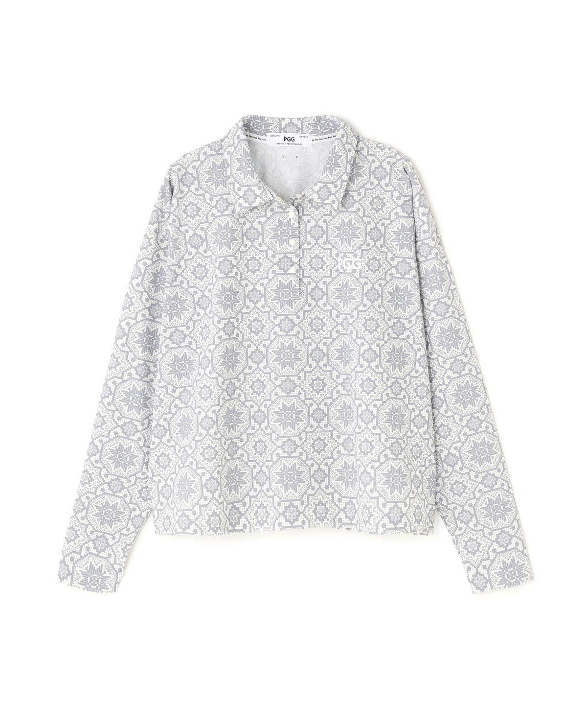 【PGG】【直営店舗&公式オンライン限定】TM ICE トリコット 長袖ポロシャツ ＜フローズン柄＞ (LADIES)