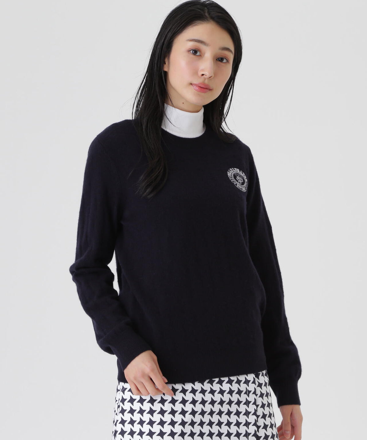 カシミヤ12G天竺クルーネックニットプルオーバー (WOMENS)