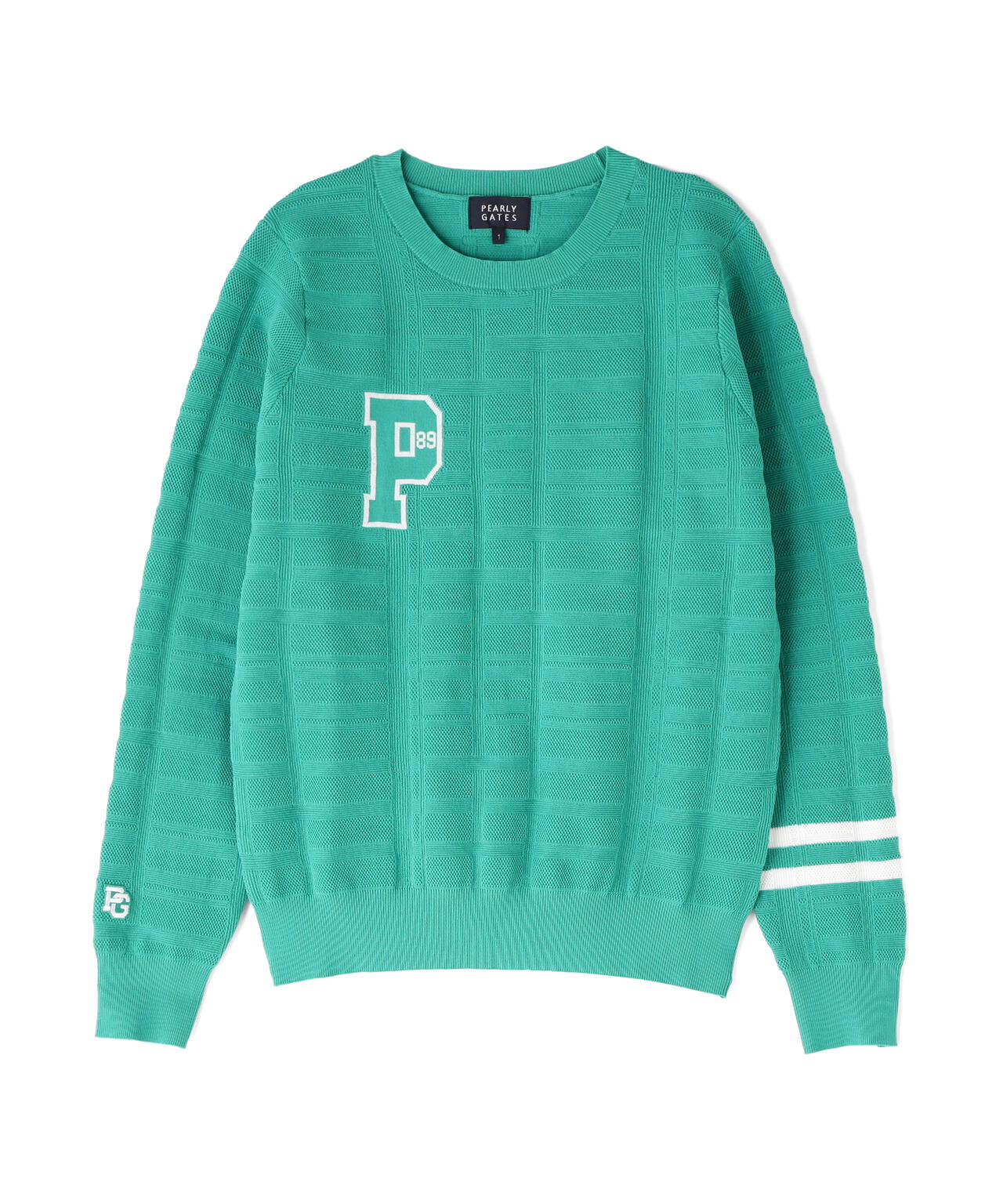 14G地柄ジャガードクルーネックニットプルオーバー (WOMENS)