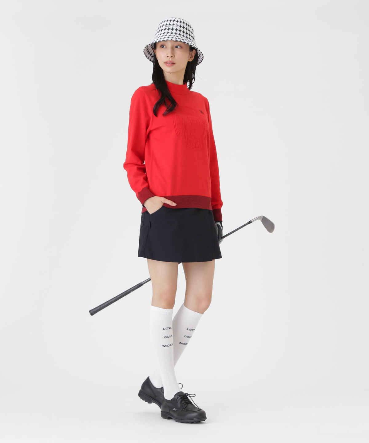 14G天竺カシミヤタッチモックネックニットプルオーバー (WOMENS)