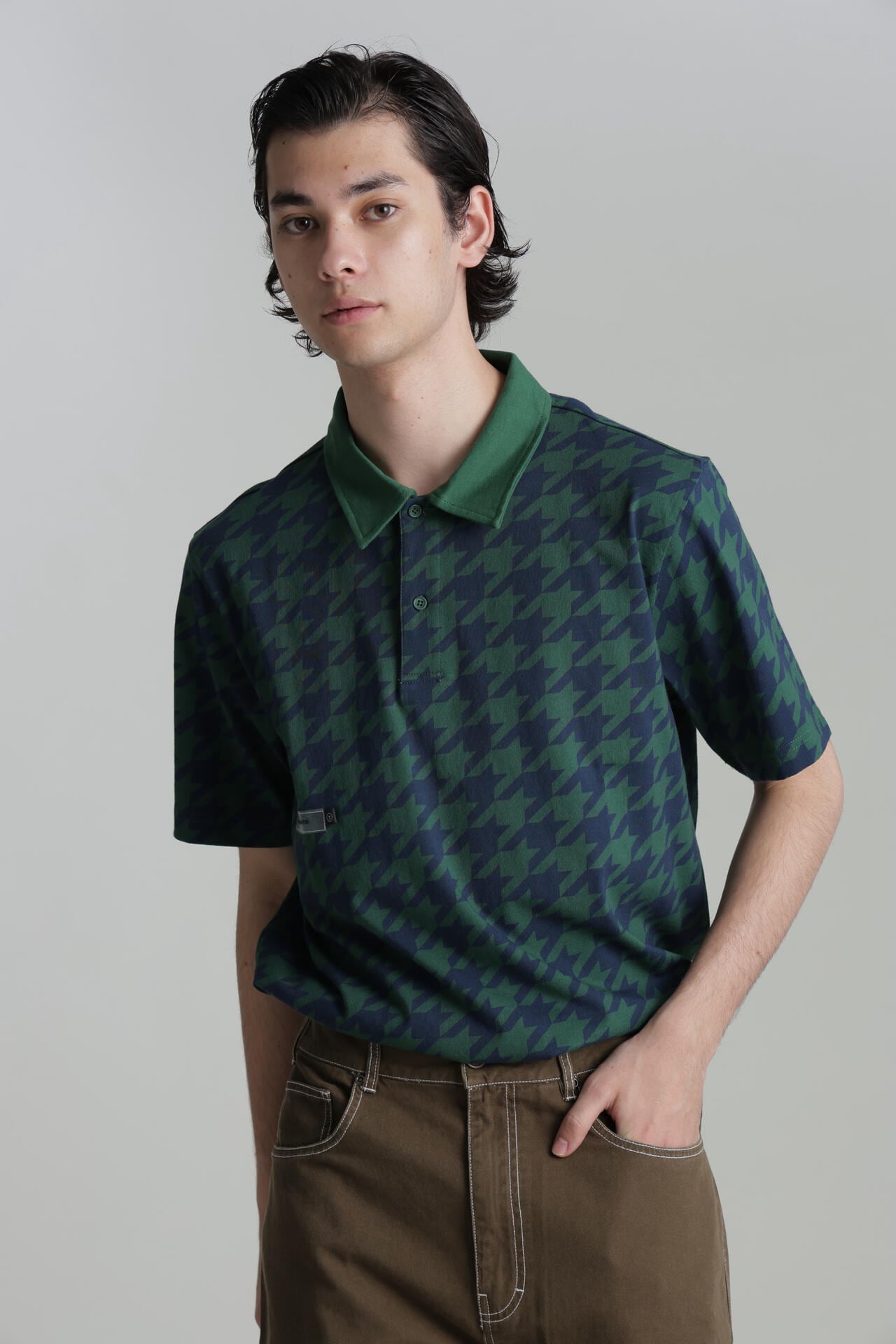 【Students Golf】キャビンダー 千鳥格子 ポロシャツ