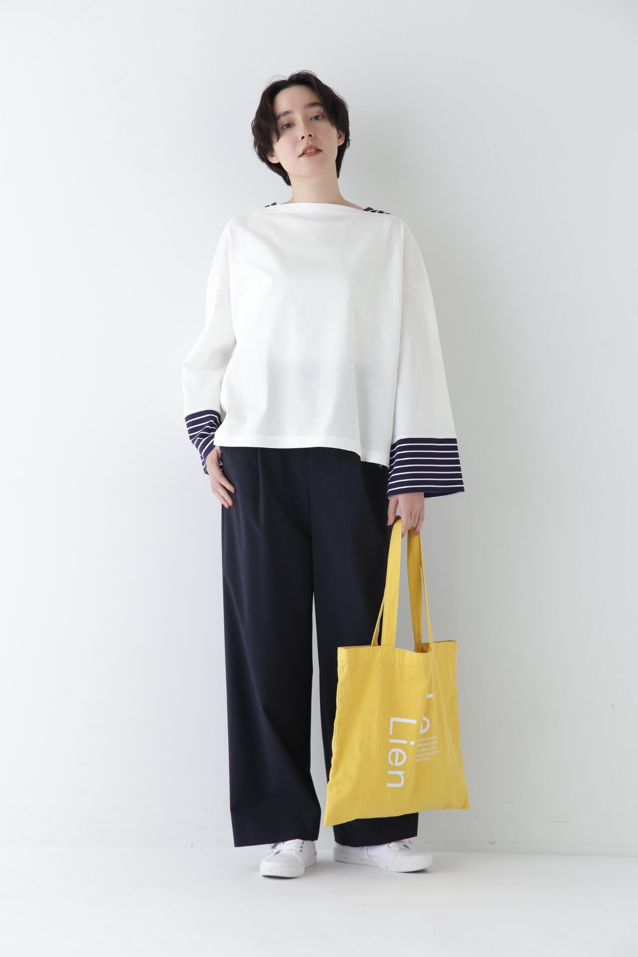 【WEB限定サイズ】Ｐレーヨン麻ポプリンマーベルトセミワイドパンツ