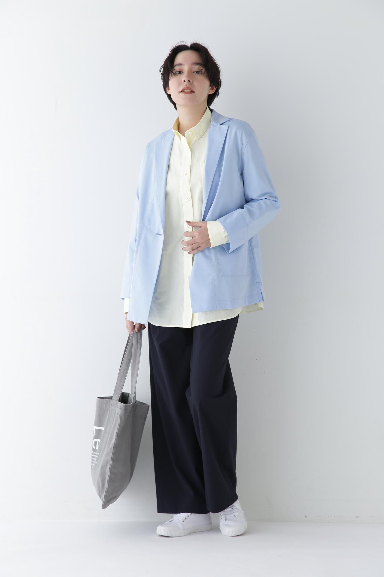 【WEB限定サイズ】Ｐレーヨン麻ポプリンマーベルトセミワイドパンツ