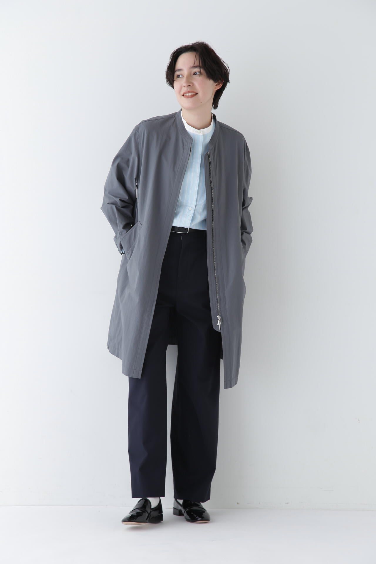 【WEB限定サイズ】Ｐレーヨン麻ポプリンマーベルトセミワイドパンツ