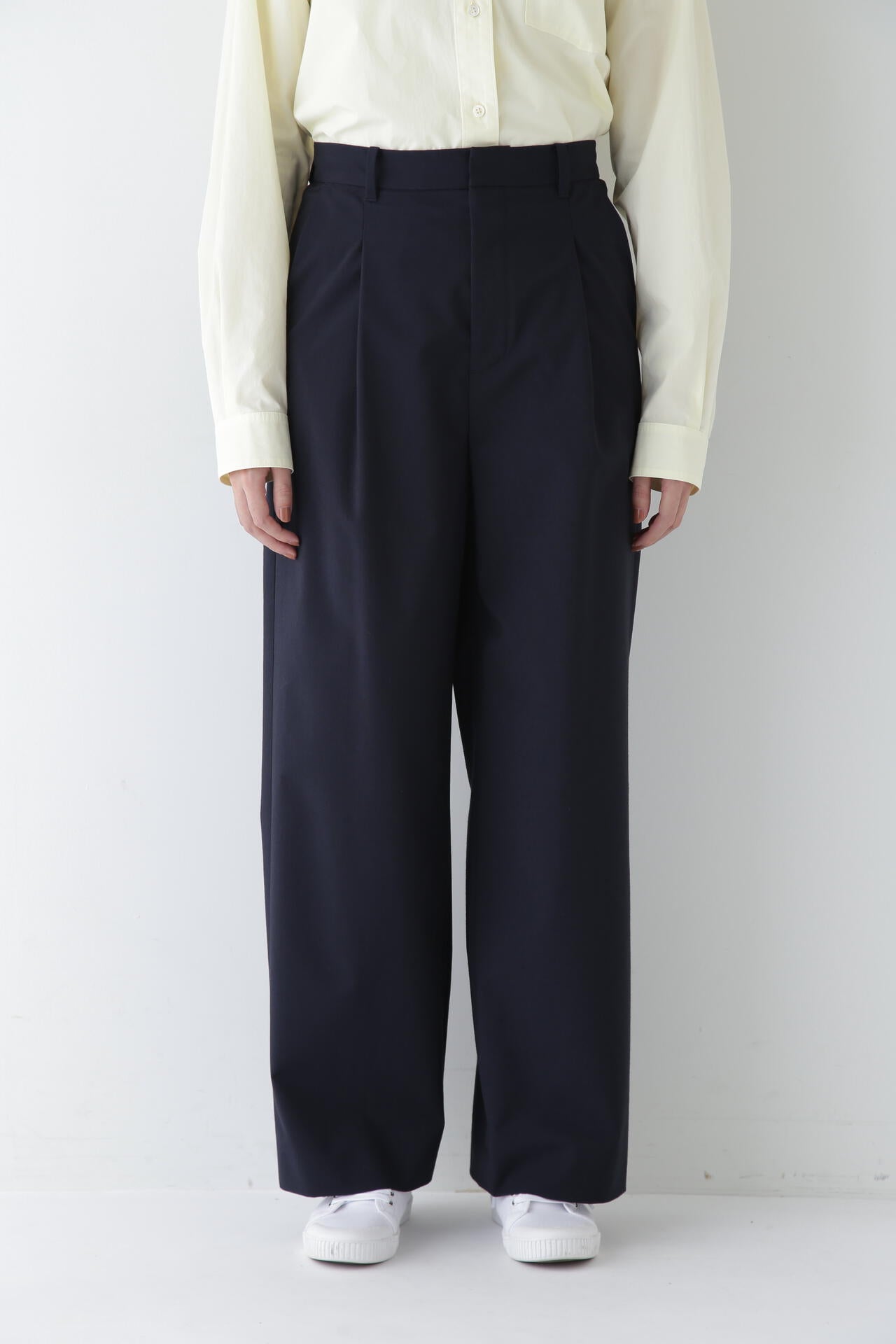 【WEB限定サイズ】Ｐレーヨン麻ポプリンマーベルトセミワイドパンツ