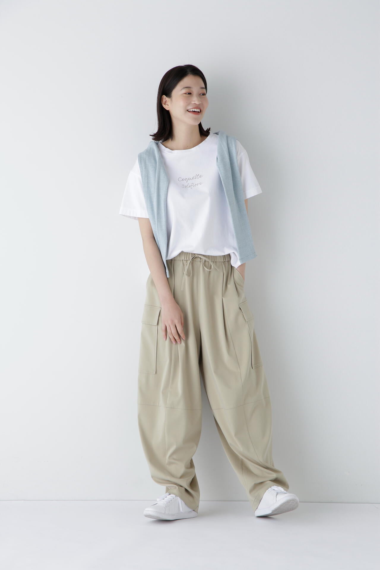 キュプラポリエステル フィブリルサテンストレッチパンツ