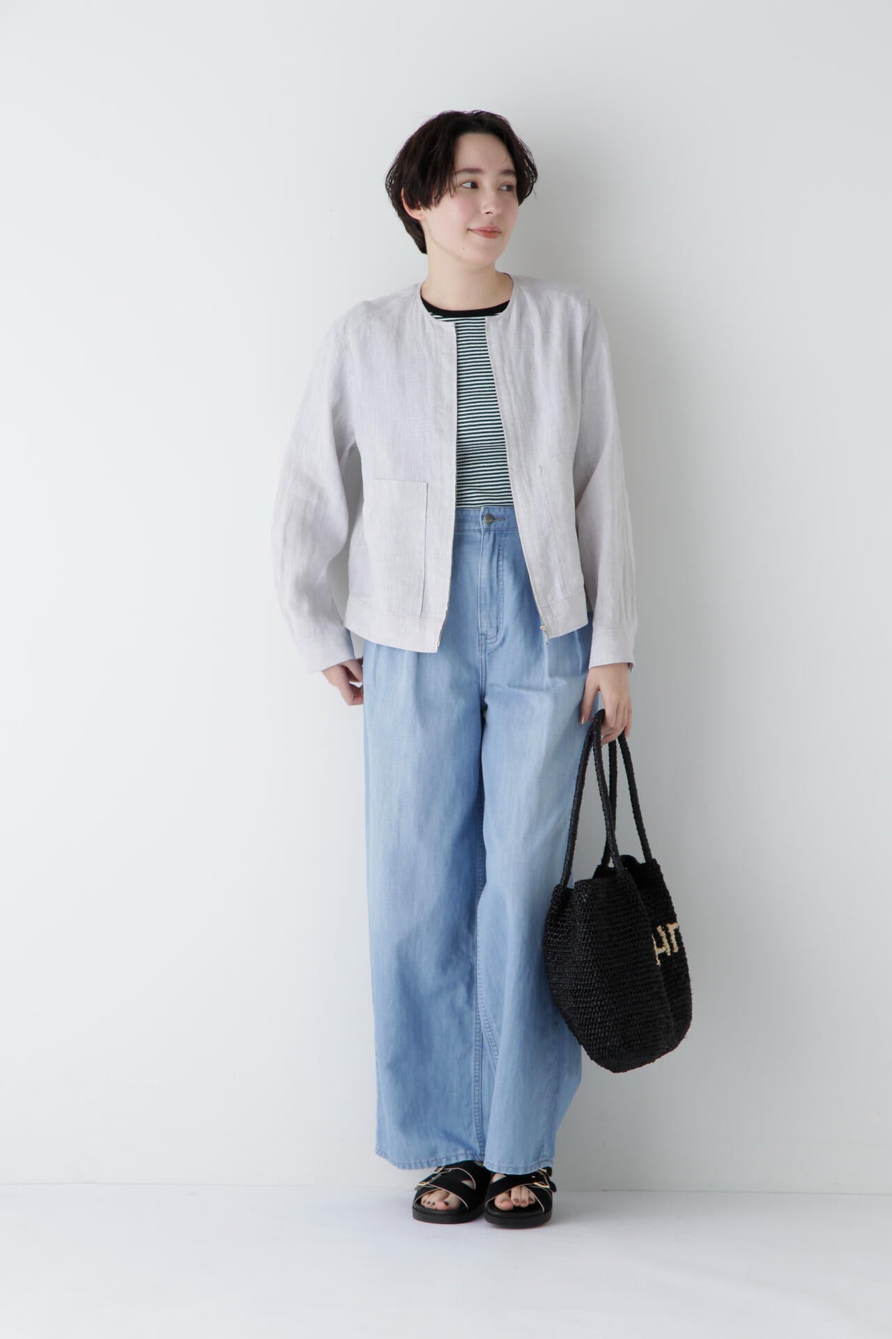 【Healthy DENIMコラボ】タックワイドデニムパンツ