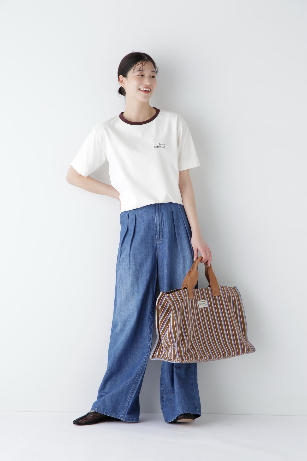 【Healthy DENIMコラボ】タックワイドデニムパンツ