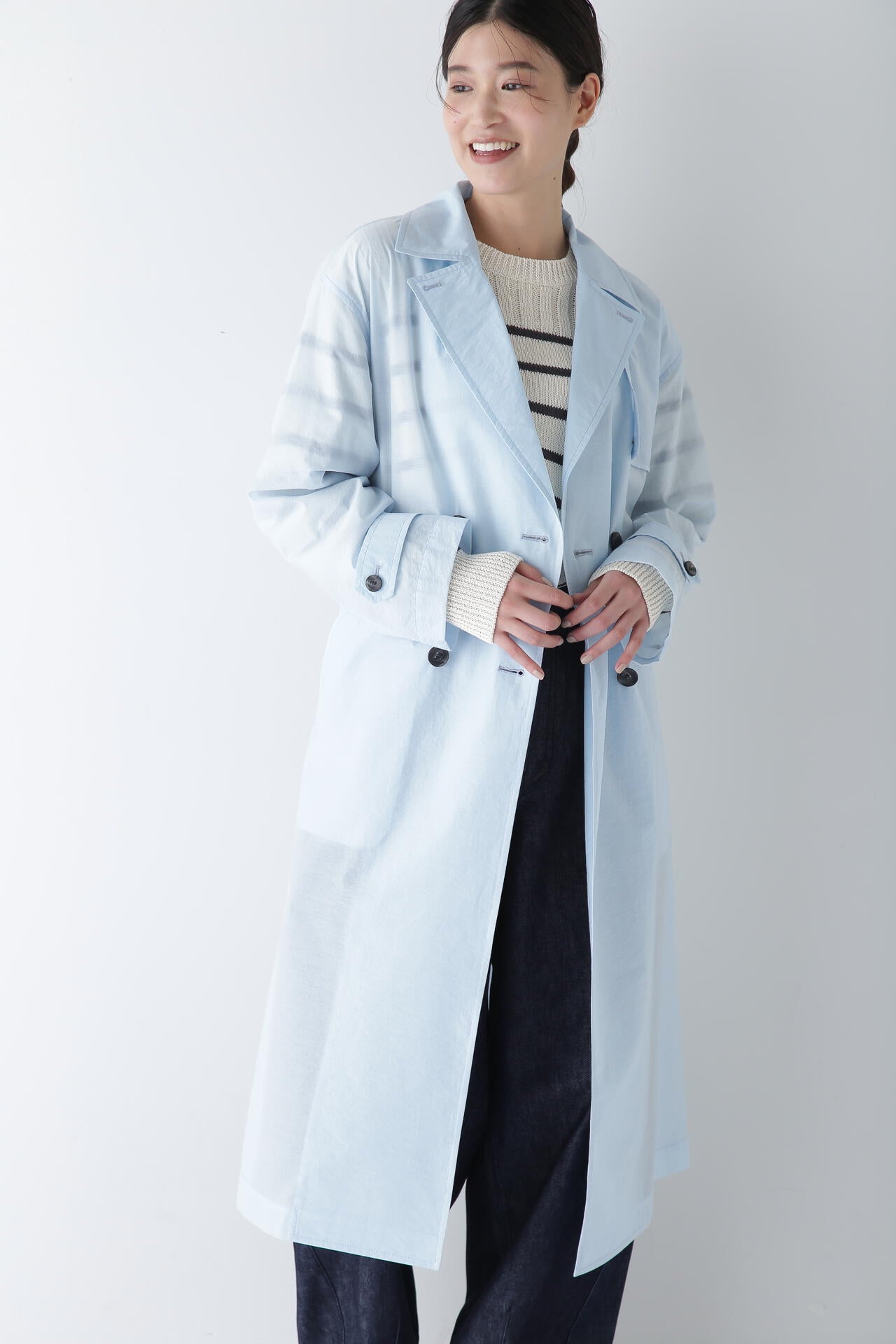コットンナイロンシアートレンチコート