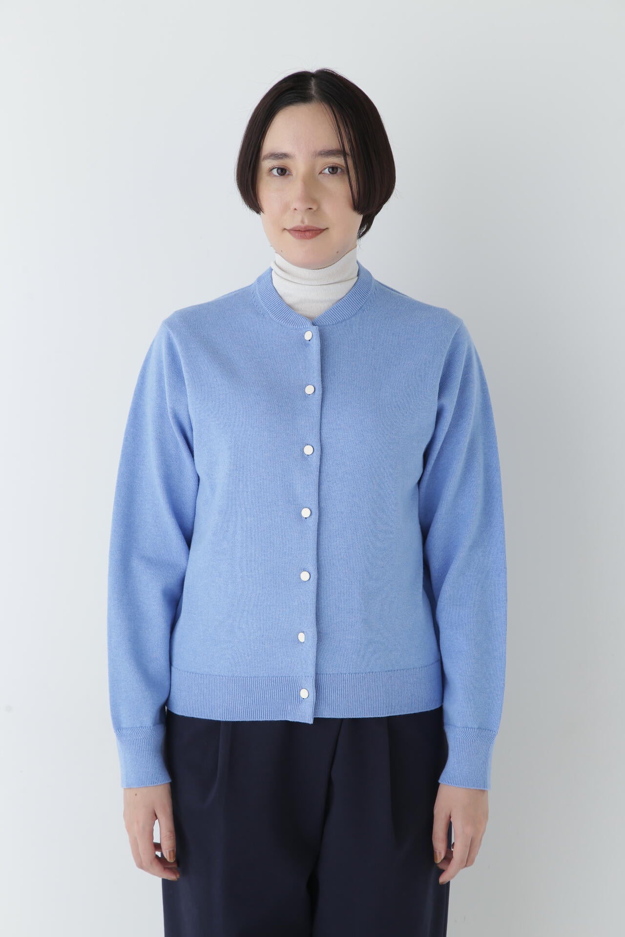 【ウォッシャブル】コットンカシミヤ クルーネックカーディガン