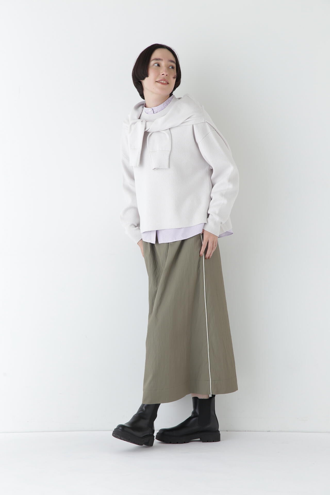 【ウォッシャブル】コットンカシミヤジャカードプルオーバー