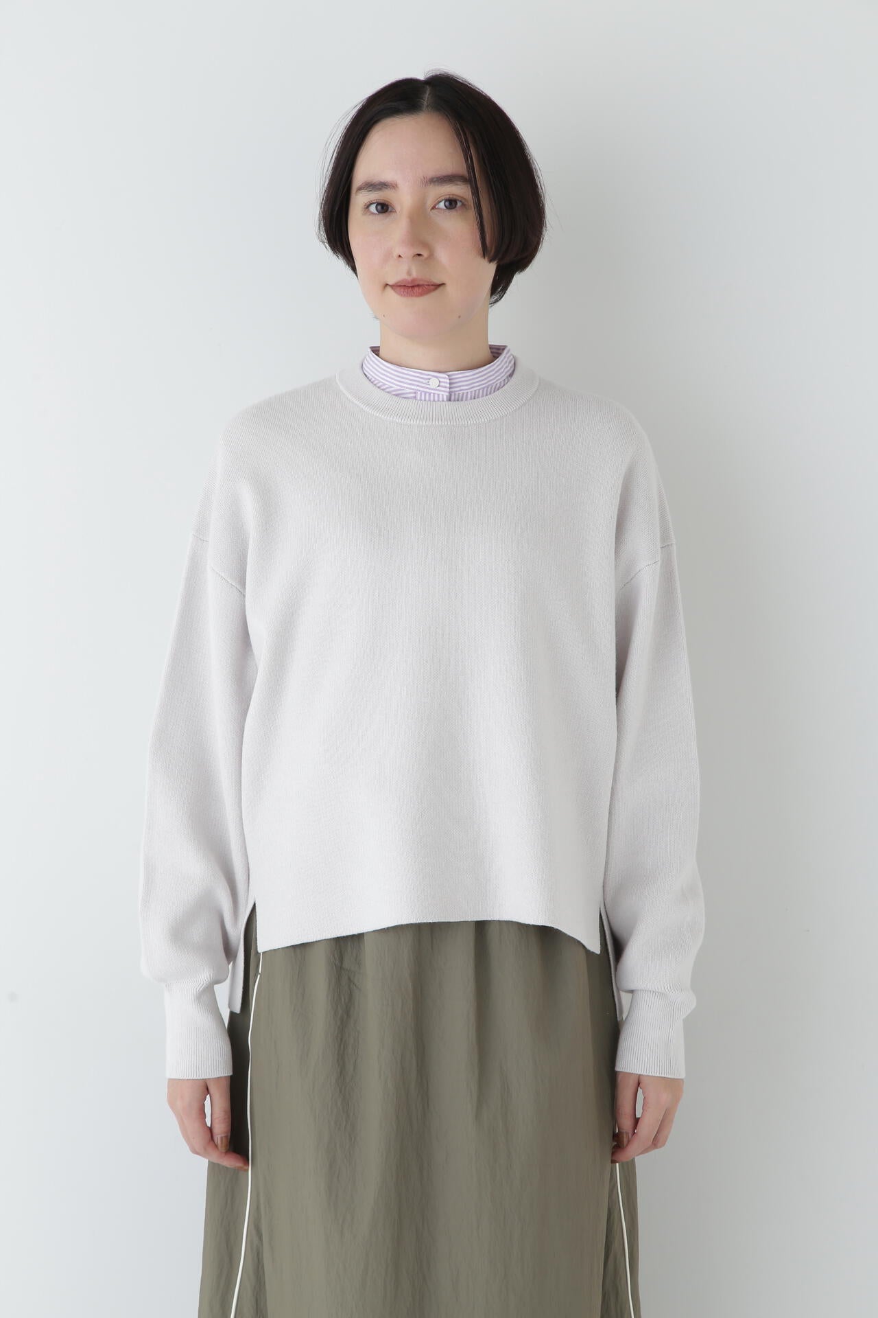 【ウォッシャブル】コットンカシミヤジャカードプルオーバー