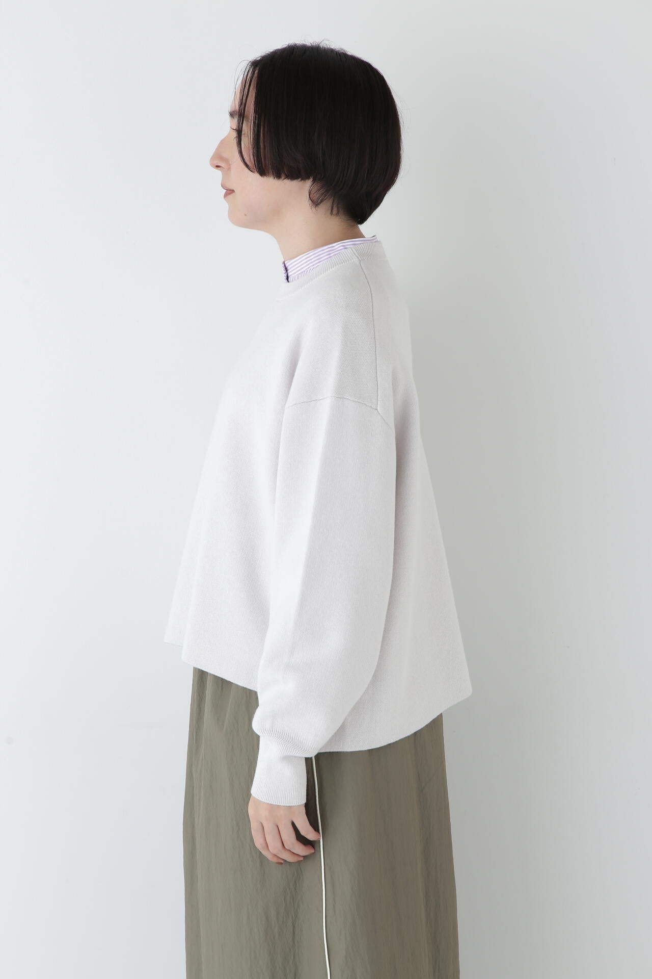 【ウォッシャブル】コットンカシミヤジャカードプルオーバー