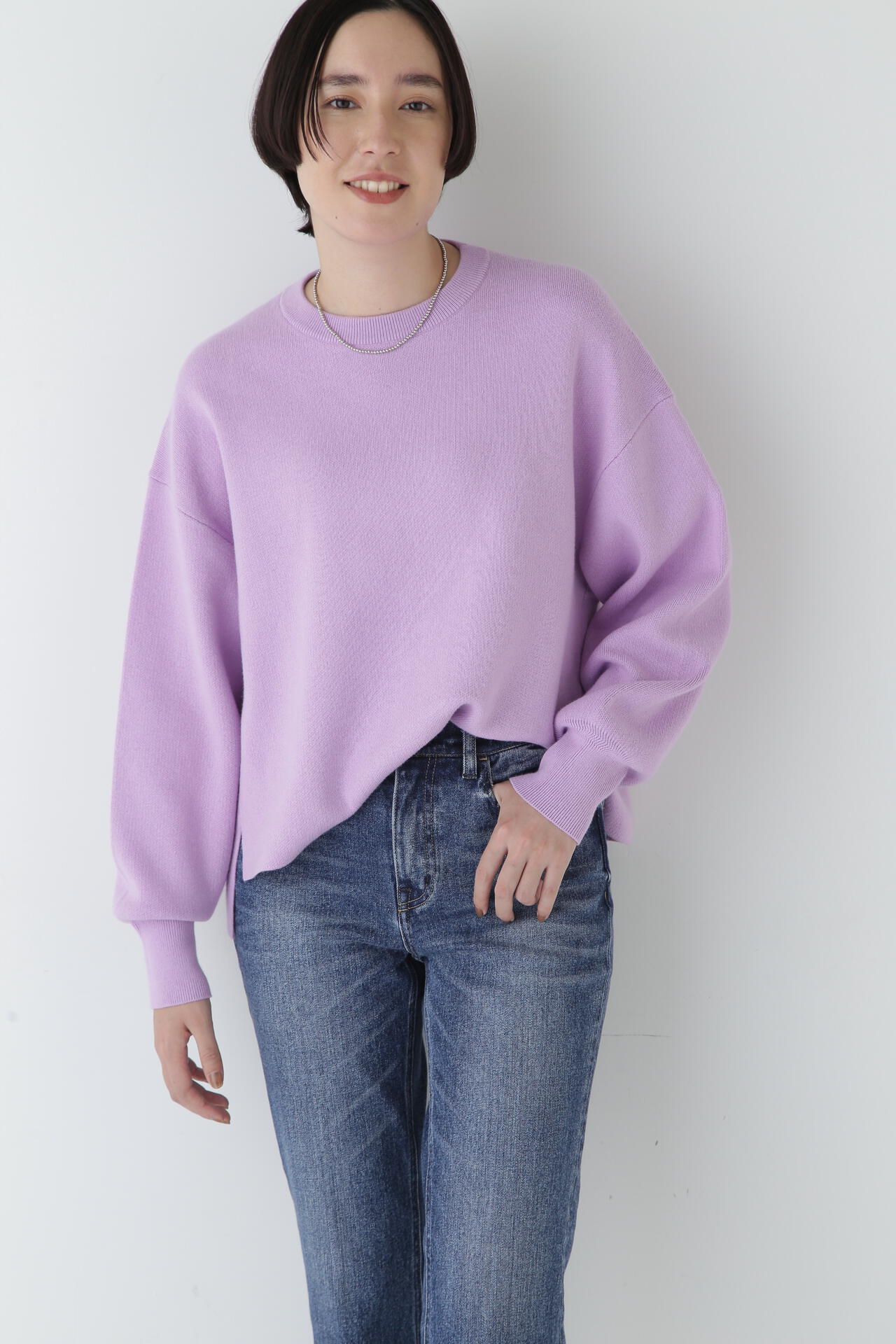 【ウォッシャブル】コットンカシミヤジャカードプルオーバー