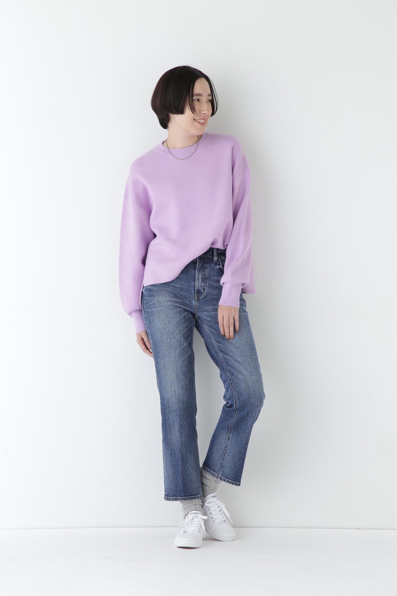 【ウォッシャブル】コットンカシミヤジャカードプルオーバー