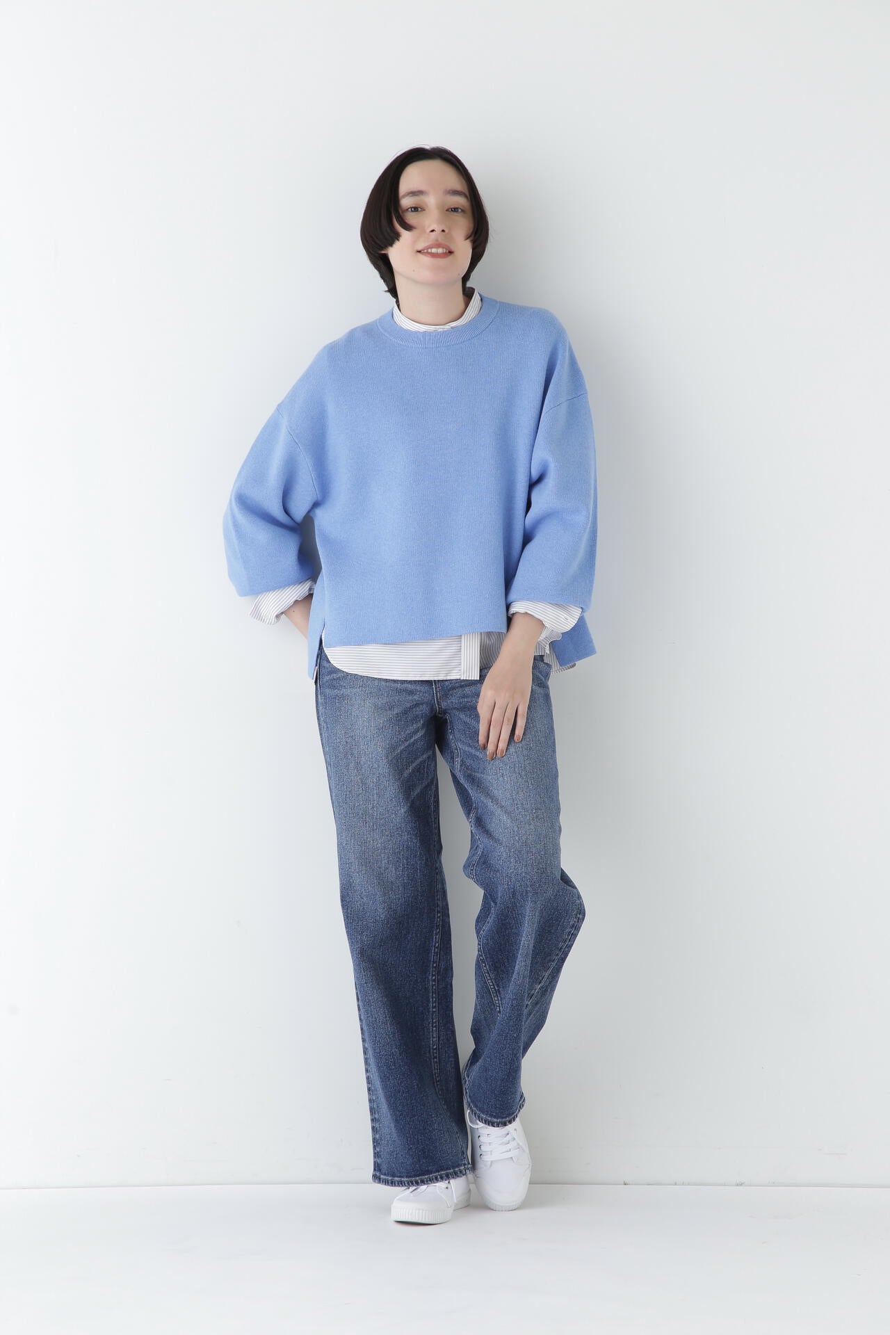 【ウォッシャブル】コットンカシミヤジャカードプルオーバー
