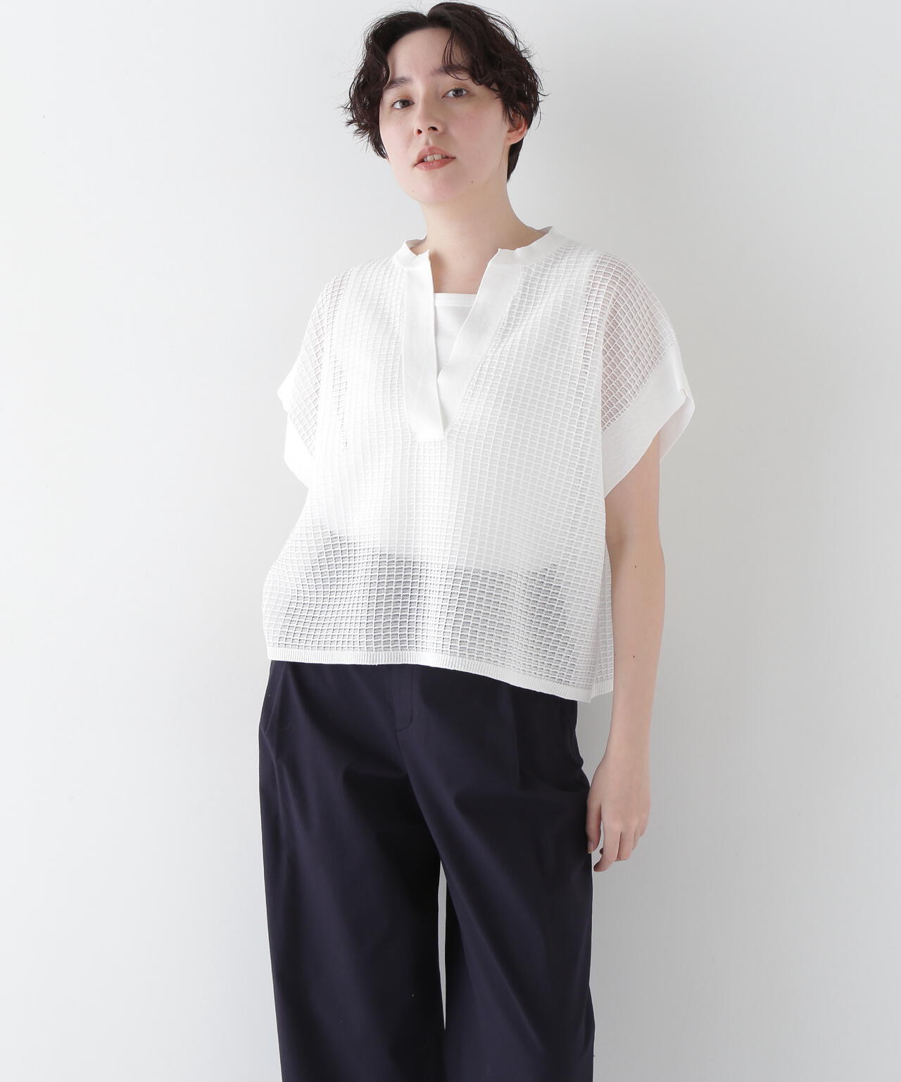 【ウォッシャブル】【WEB・一部店舗限定】コットンポリエステルシアーチェックスキッパー