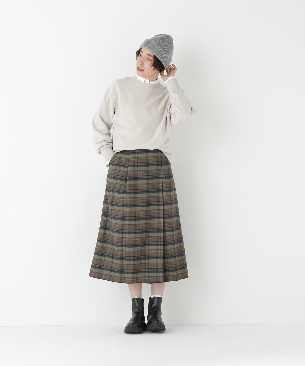 先染めチェックキルト風スカート