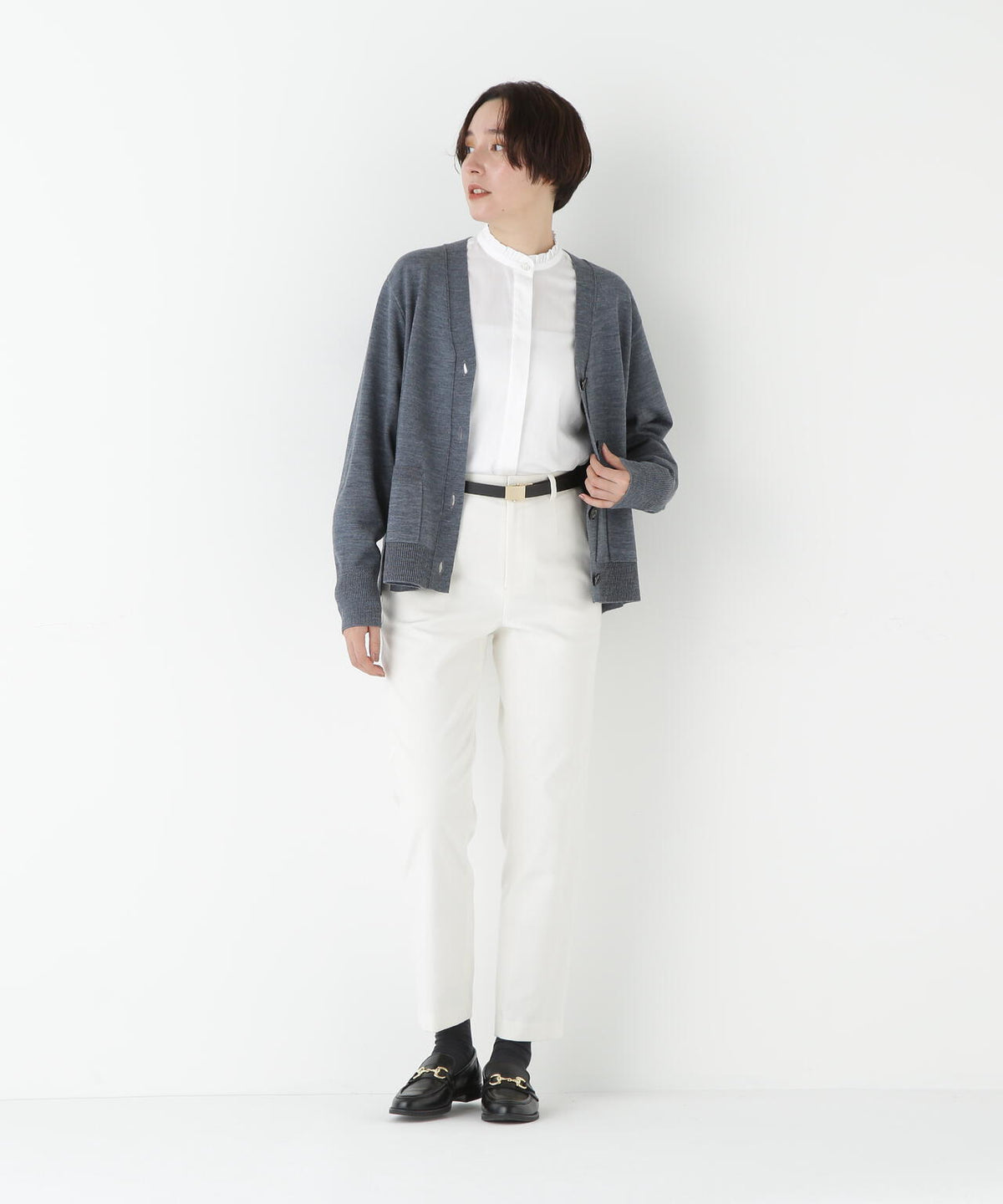 ピケスエードスリムストレートパンツ