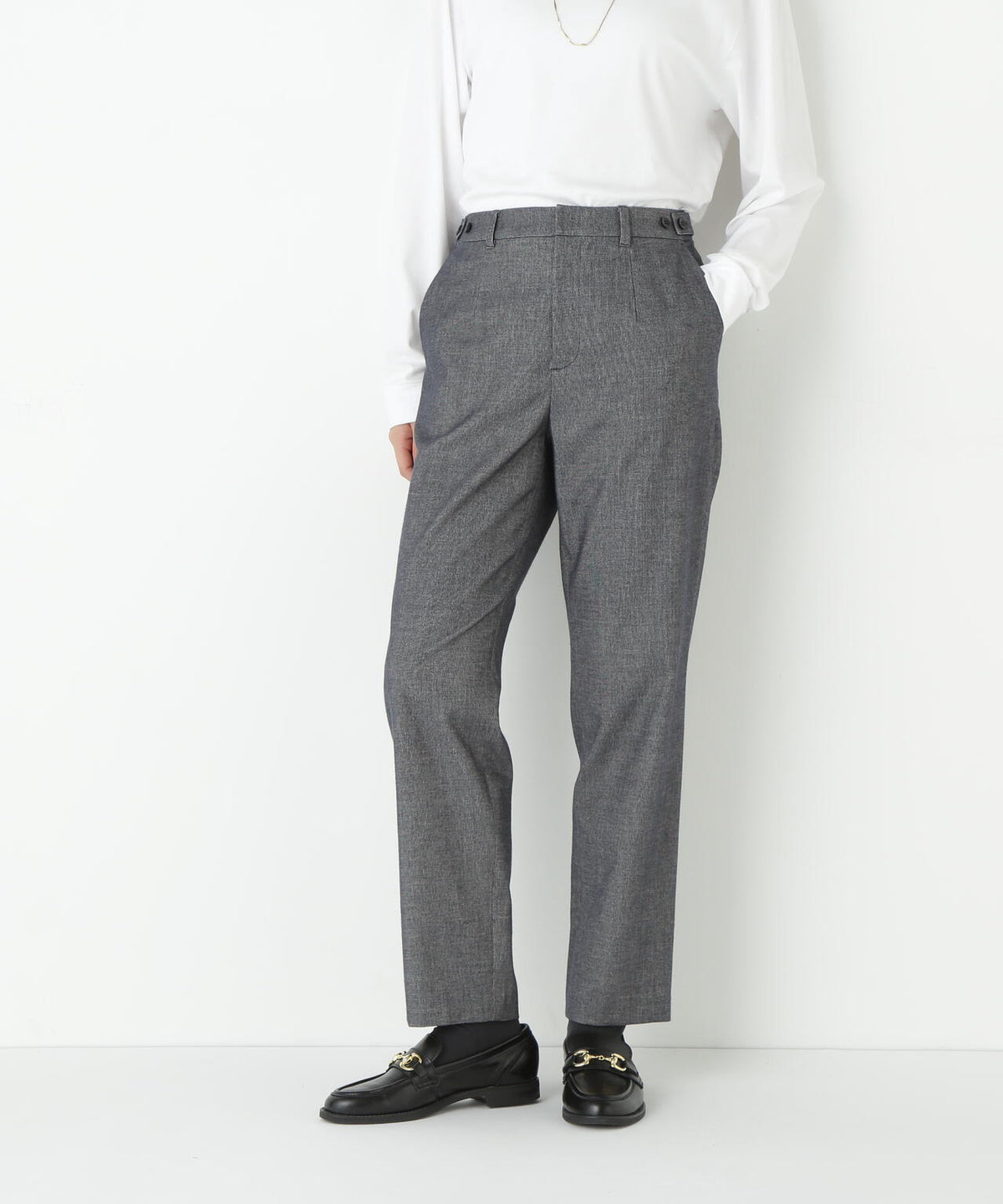 ピケスエードスリムストレートパンツ