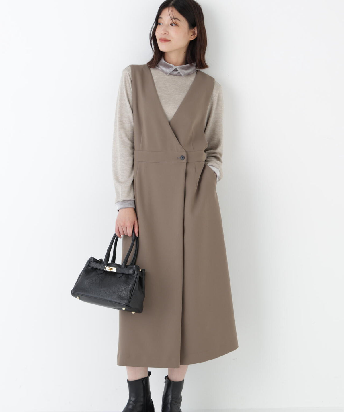 ≪洗える≫ＴＲダブルクロス ジャンパースカート