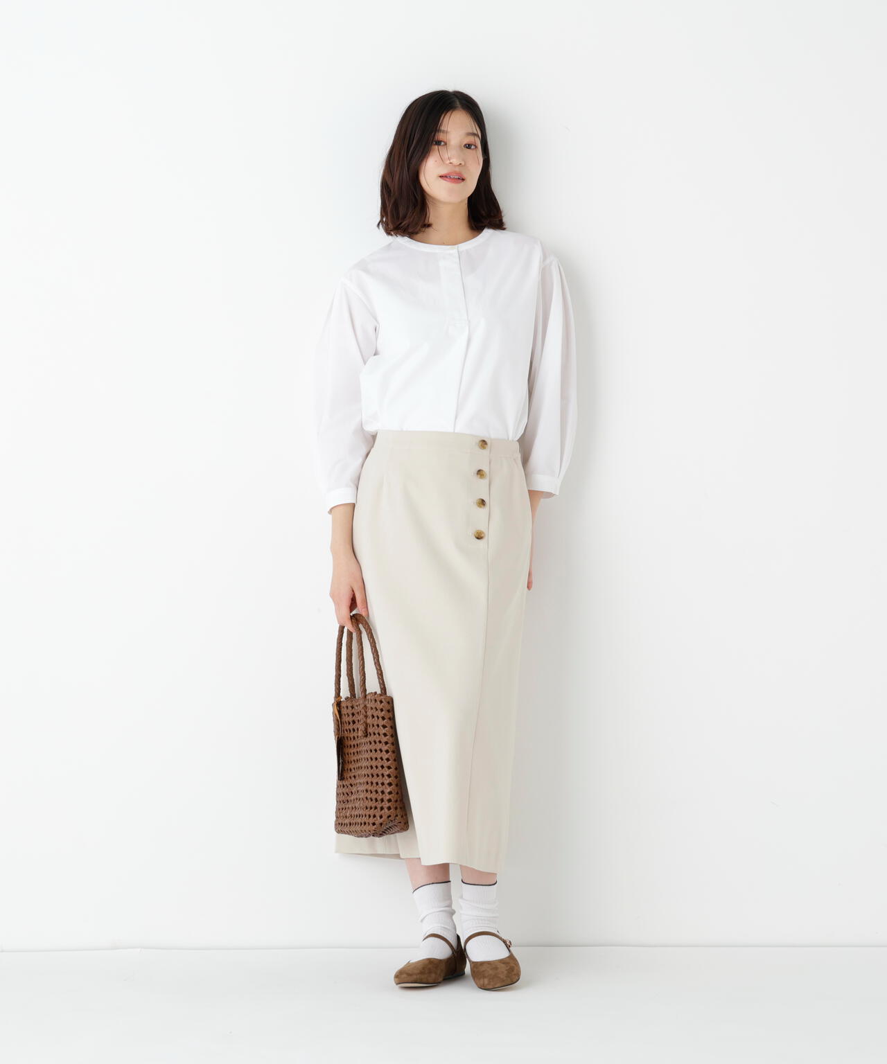 《洗える》ストレッチポンチＡラインスカート