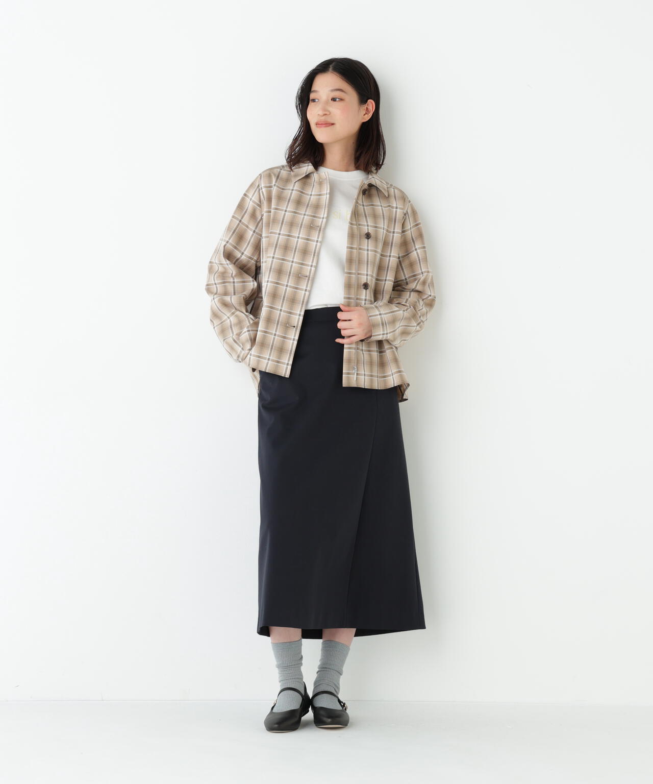 《洗える》ストレッチポンチＡラインスカート