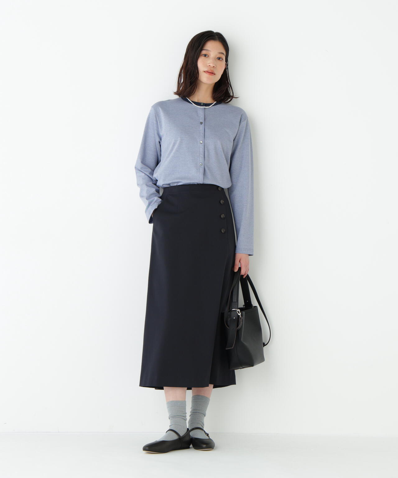 《洗える》ストレッチポンチＡラインスカート