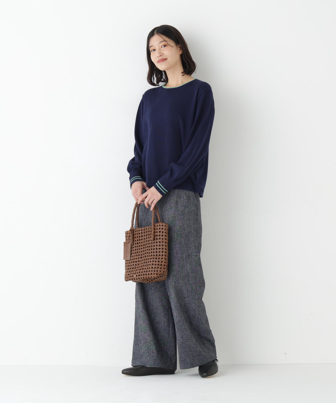 ≪セットアップ可≫ツィードセミワイドパンツ