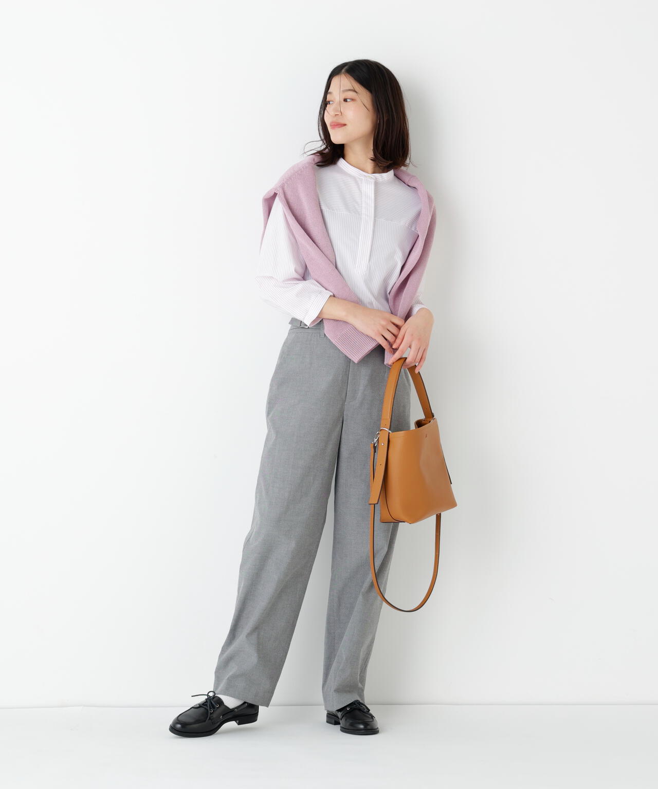 《名品 / マルチサイズ / 洗える》ドビーストレッチストレートパンツ