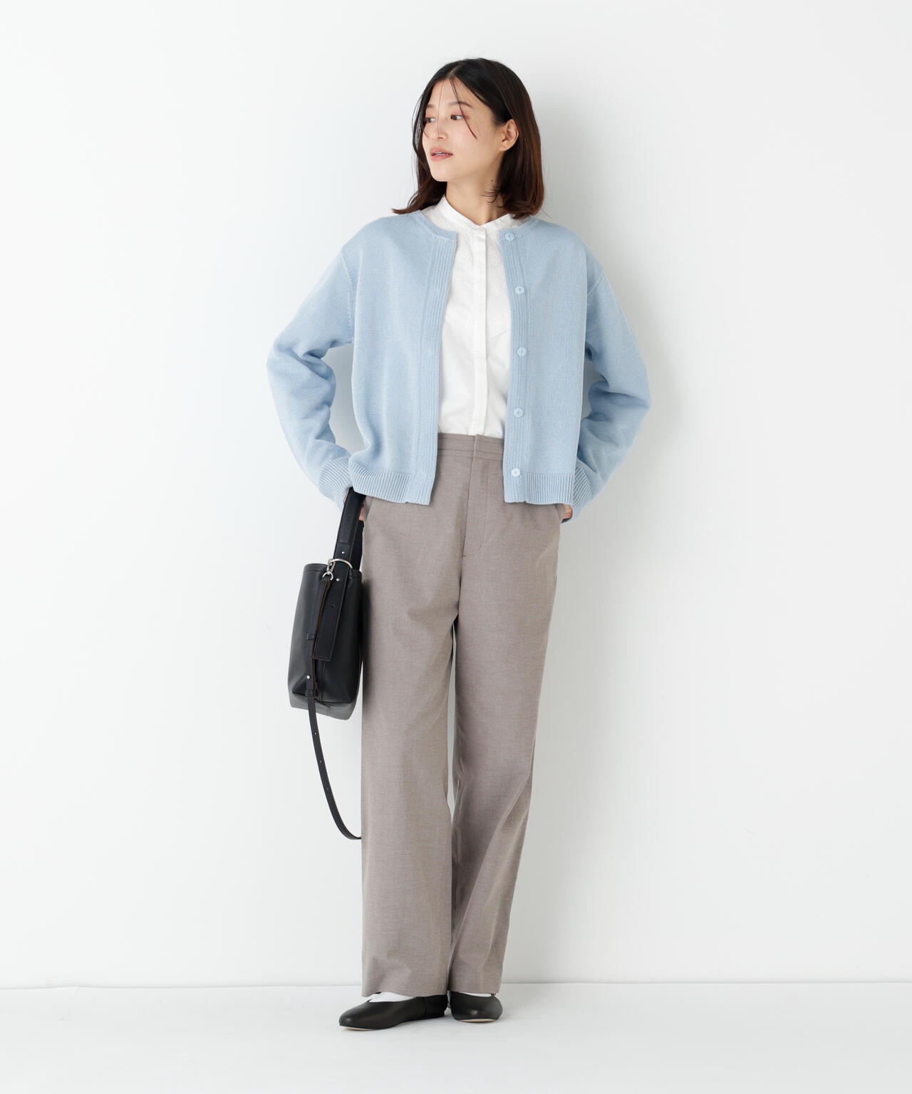 《名品 / マルチサイズ / 洗える》ドビーストレッチストレートパンツ