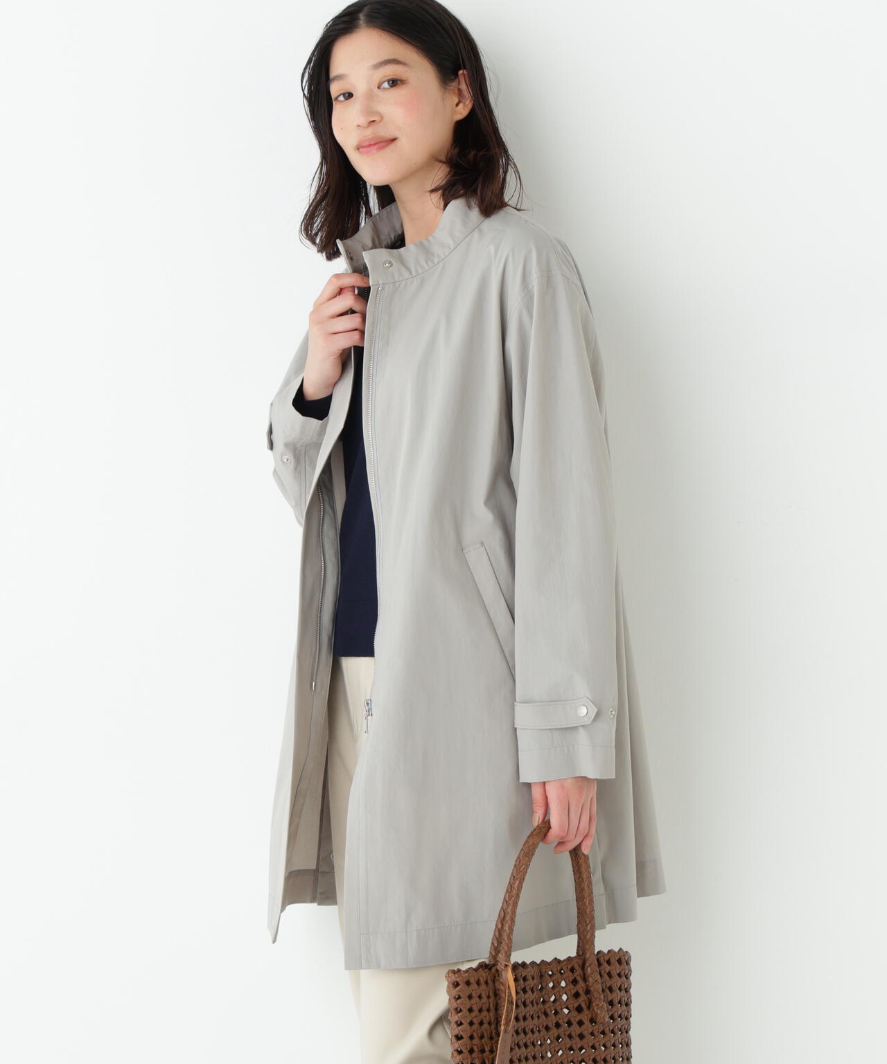 《洗える》コットンナイロンダンプスタンドカラーコート