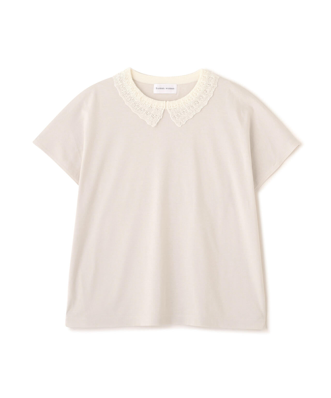 《洗える》レース衿スムースＴシャツ