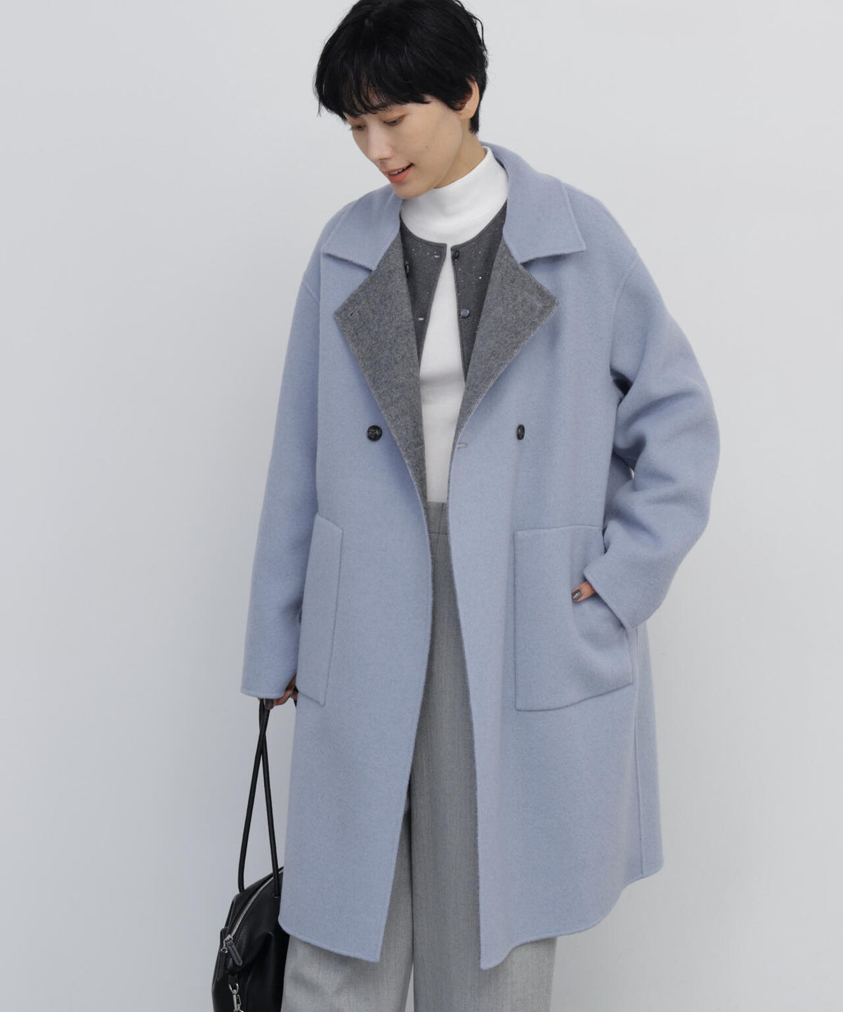 《名品 / リバーシブル着用可》リバー ダブルステンカラーコート