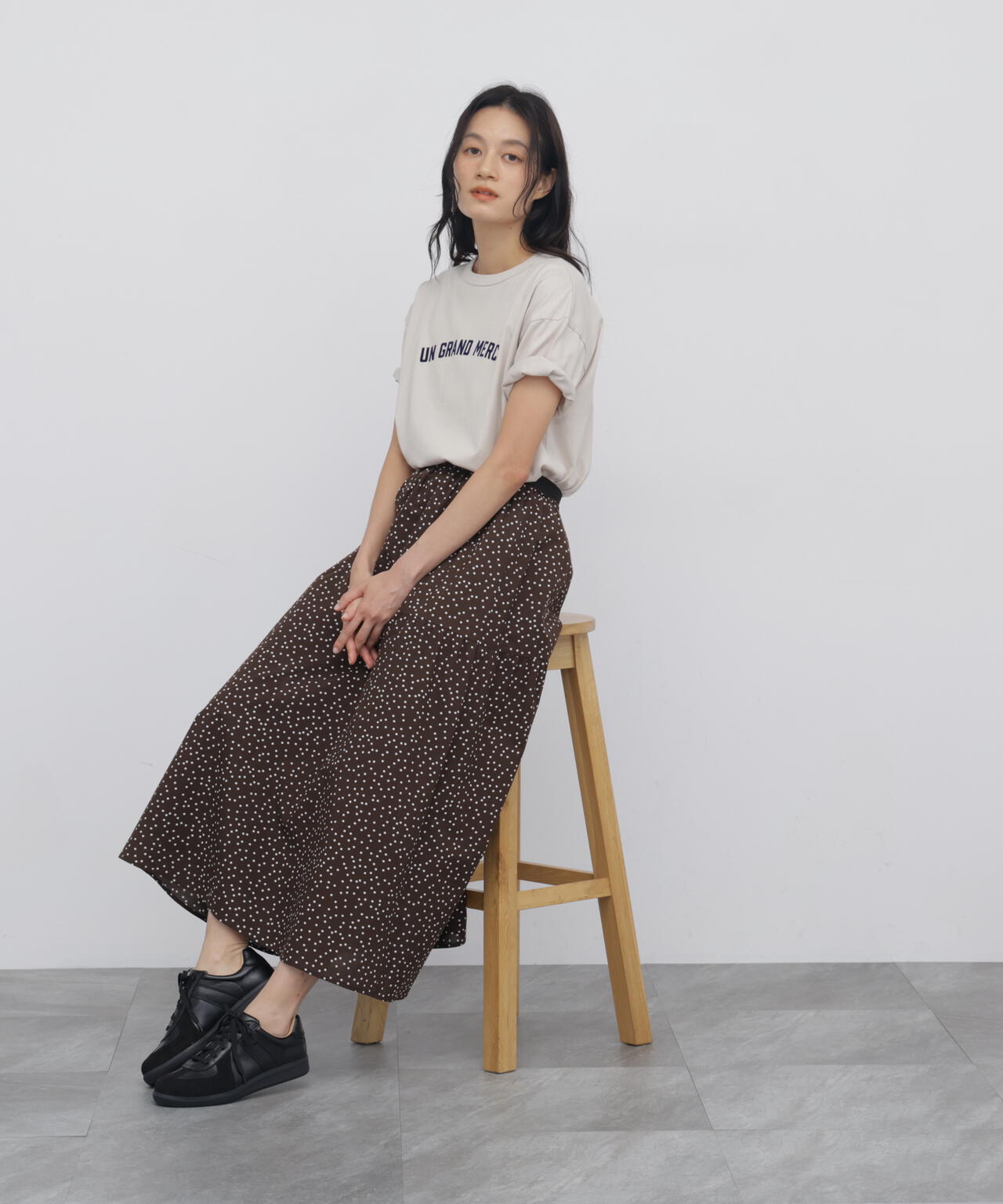 フロッキープリントクルーネックＴシャツ