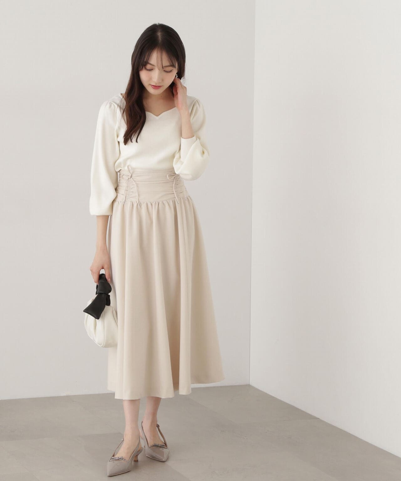 シャーリングリボンスカート