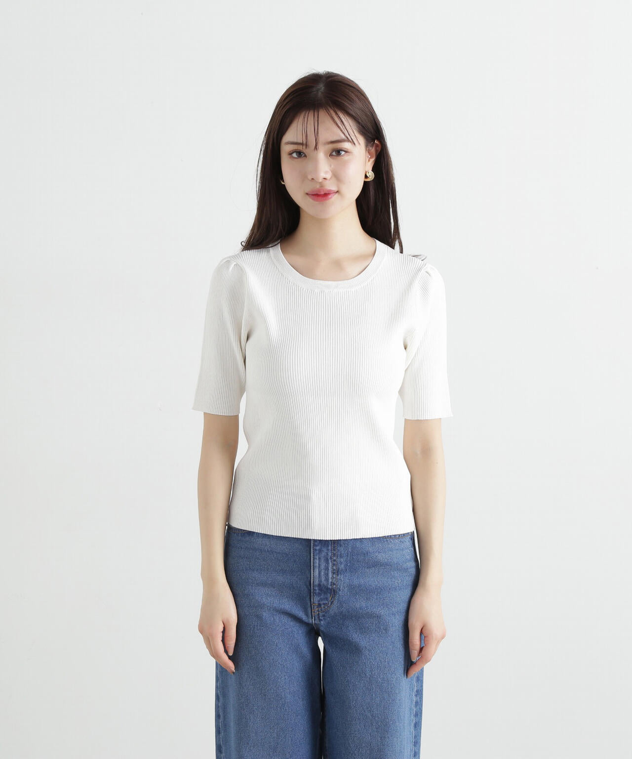 ラッフルキャミ×リブニットセット