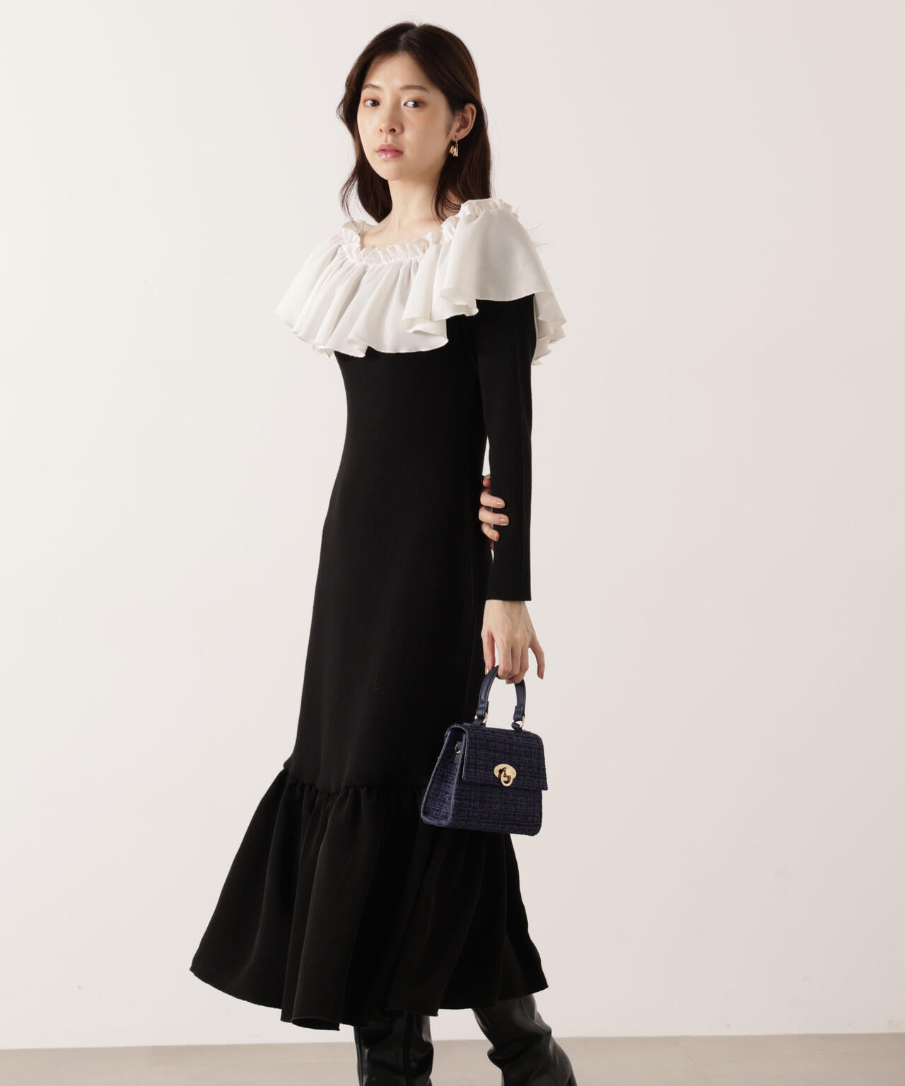 2wayオフショルニットワンピース