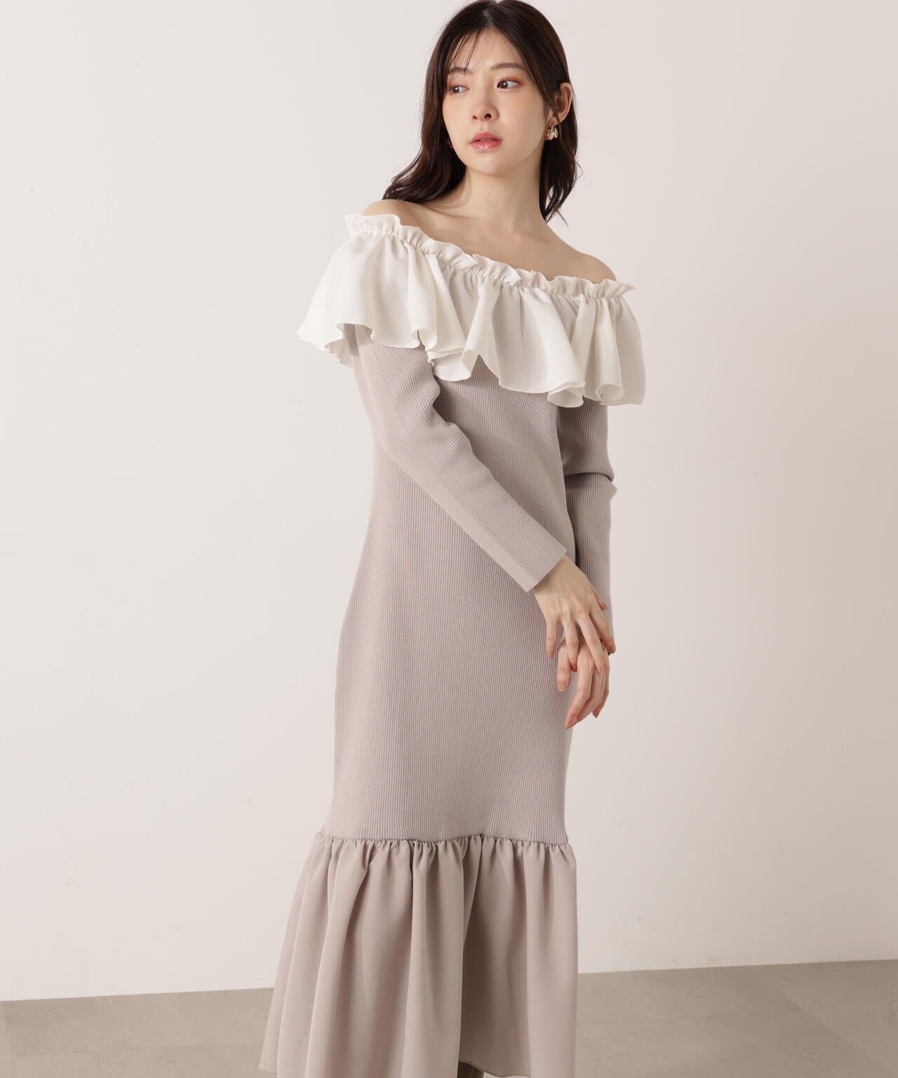 2wayオフショルニットワンピース