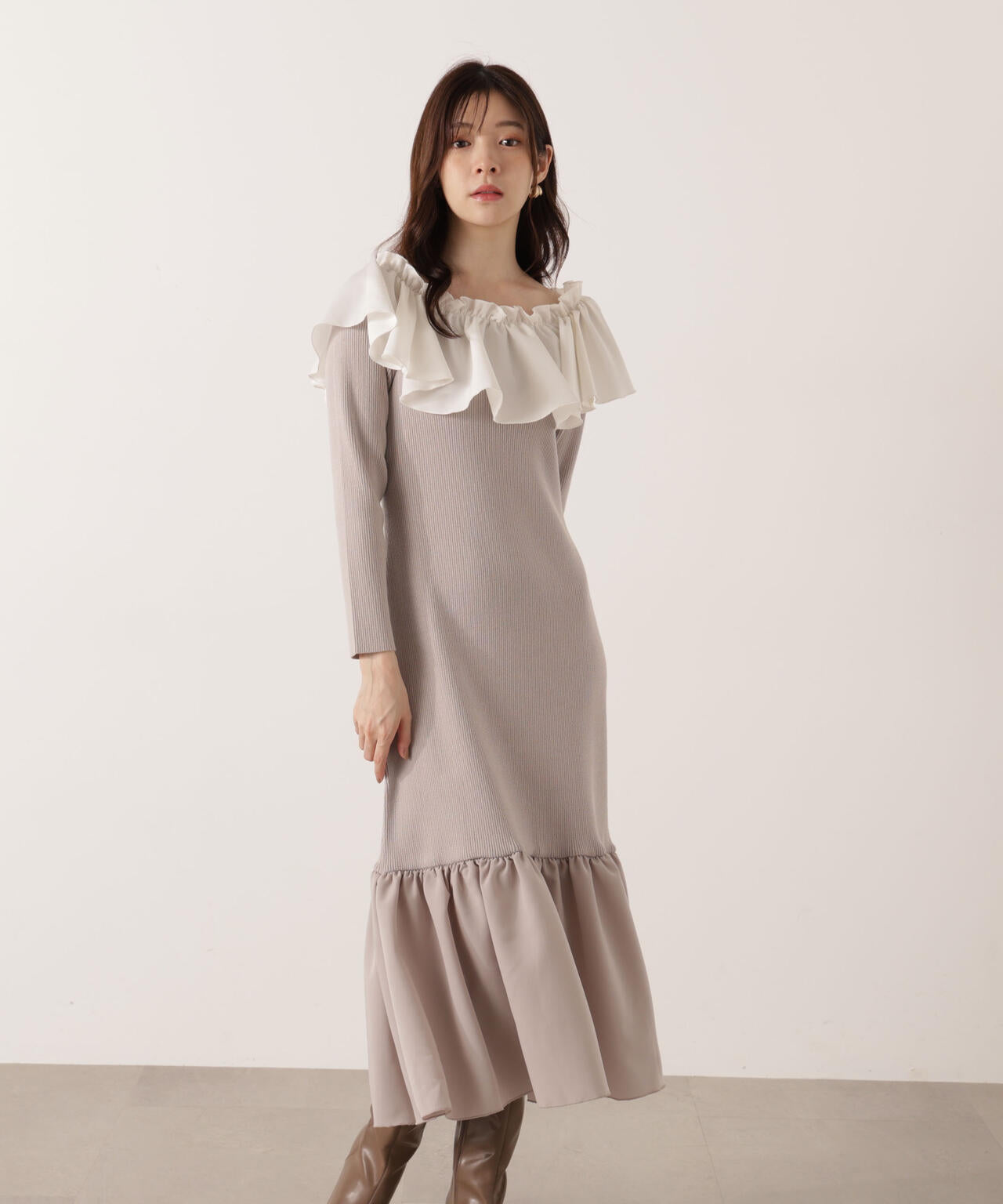 2wayオフショルニットワンピース