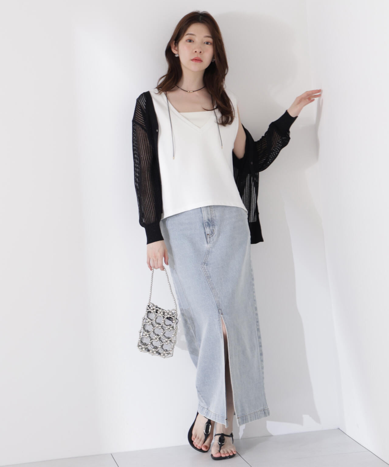＜ウォッシャブル＞Vネックフォルムカットソー